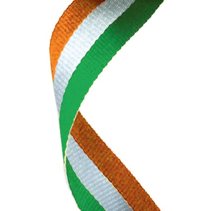 22MM GREEN, WHITE & ORANGE RIBBON